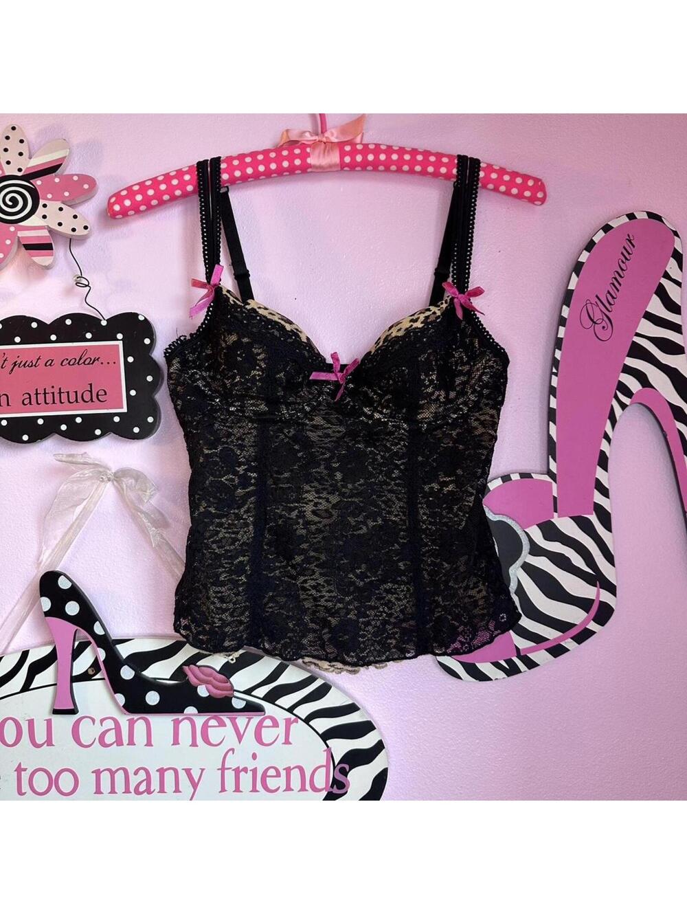 Black lace bustier cami